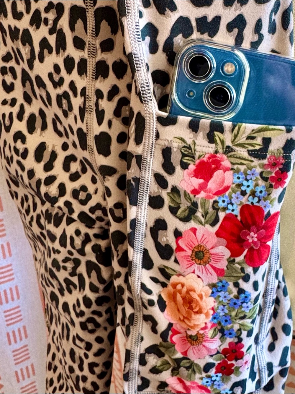 Johnny Was Active Leopard Floral Leggings